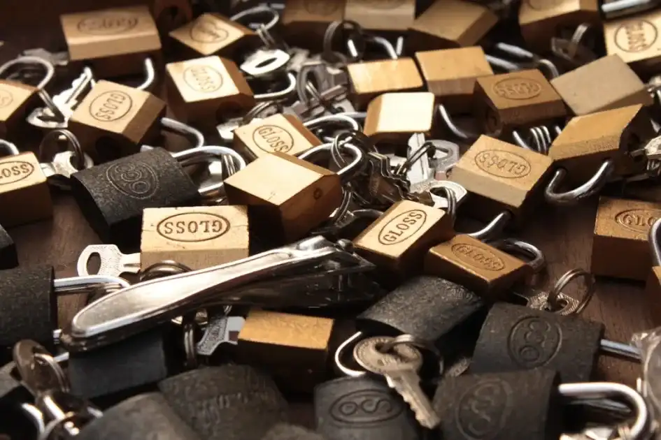 brown and black padlock lot